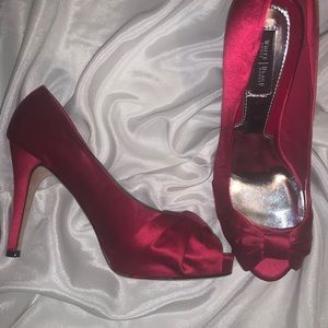 White House Black Market Red Satin Pumps 8.5